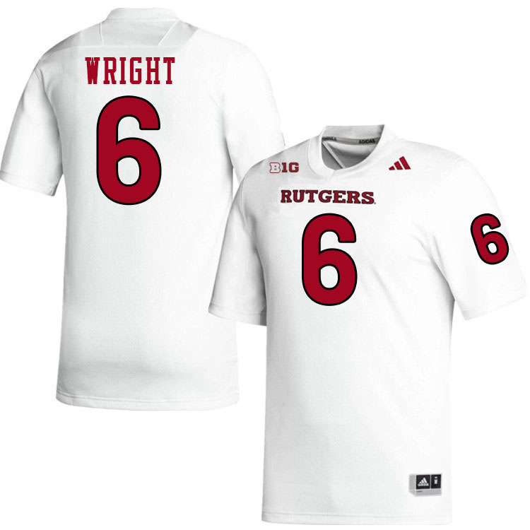 Rutgers Scarlet Knights #6 Abram Wright College Football Jerseys Stitched-White Rutgers Scarlet Knights #6 Abram Wright College Football Jerseys Stitched-White